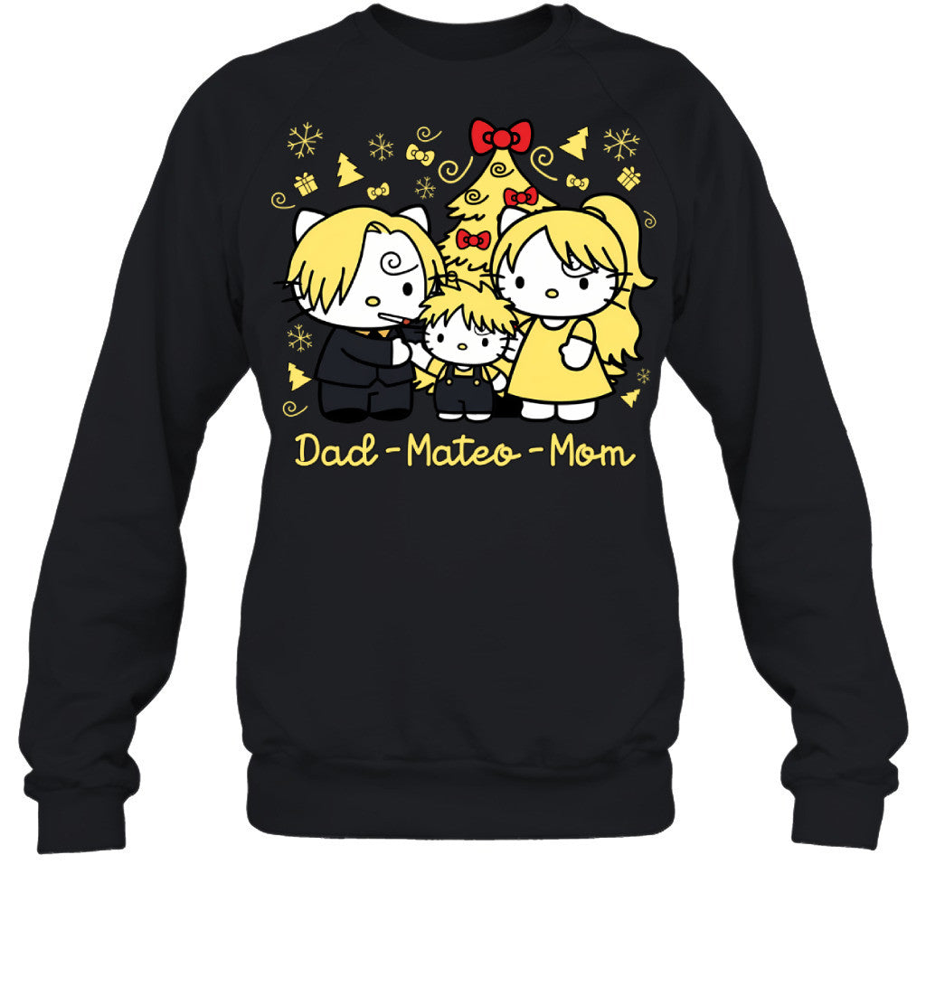 Hello Kitty x Vinsmoke Sanji Parents & Son Custom Name Christmas T-Shirt for Family