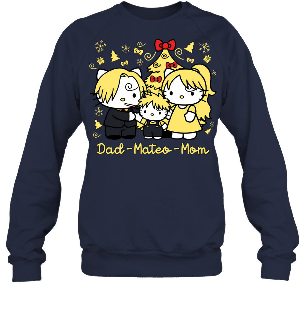 Hello Kitty x Vinsmoke Sanji Parents & Son Custom Name Christmas T-Shirt for Family