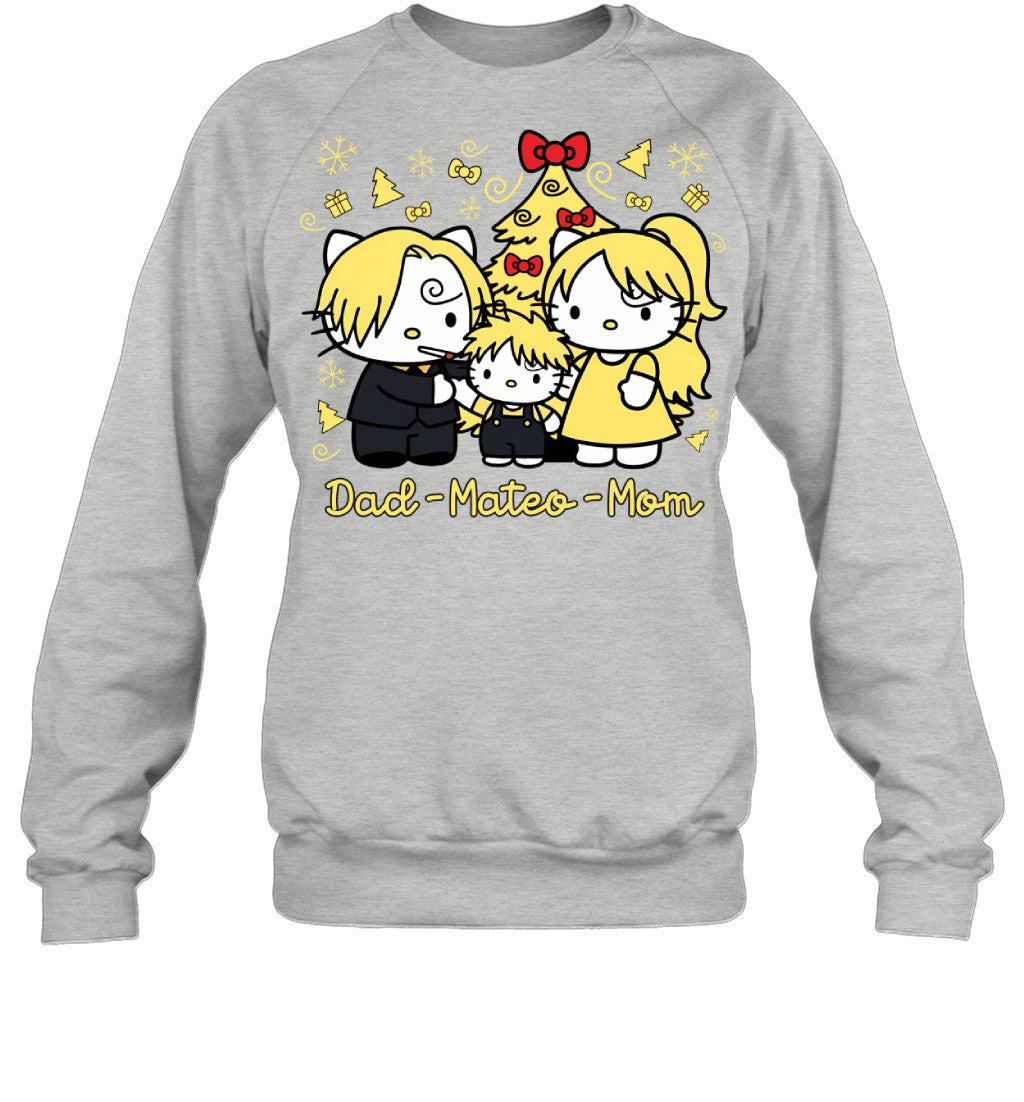 Hello Kitty x Vinsmoke Sanji Parents & Son Custom Name Christmas T-Shirt for Family
