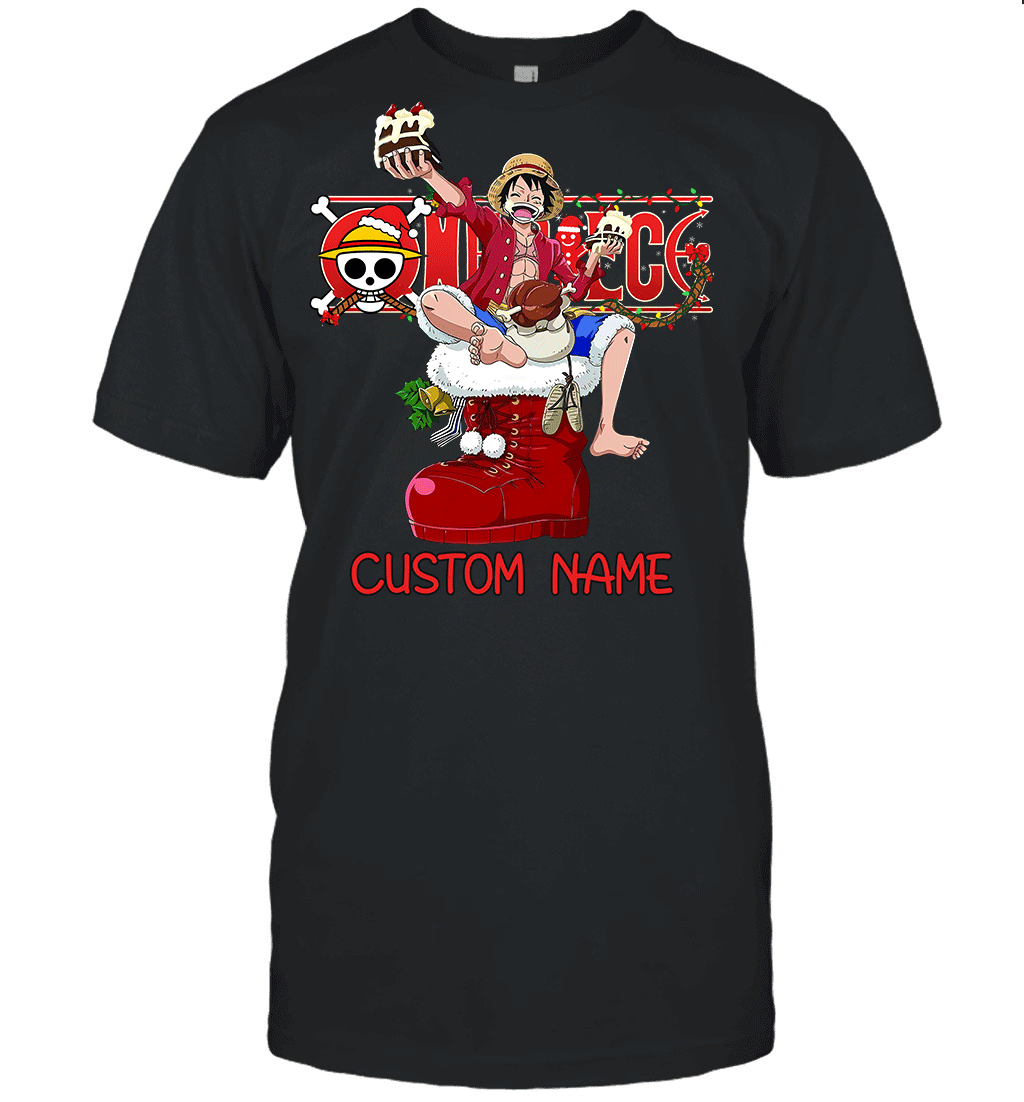 One Piece - Monkey D. Luffy Christmas Style Personalized Graphic T-shirt