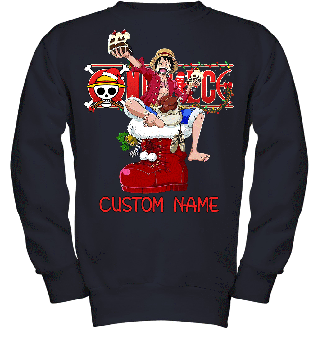 One Piece - Monkey D. Luffy Christmas Style Personalized Graphic T-shirt