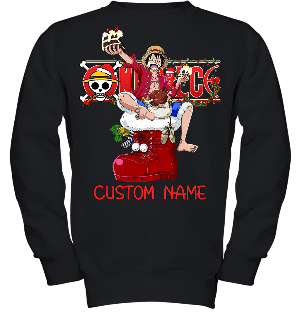 One Piece - Monkey D. Luffy Christmas Style Personalized Graphic T-shirt