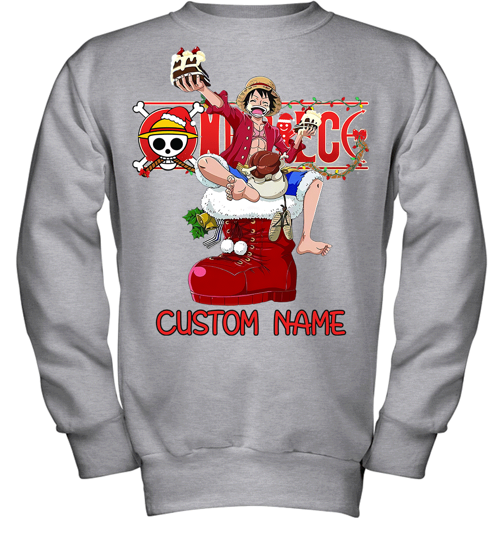 One Piece - Monkey D. Luffy Christmas Style Personalized Graphic T-shirt