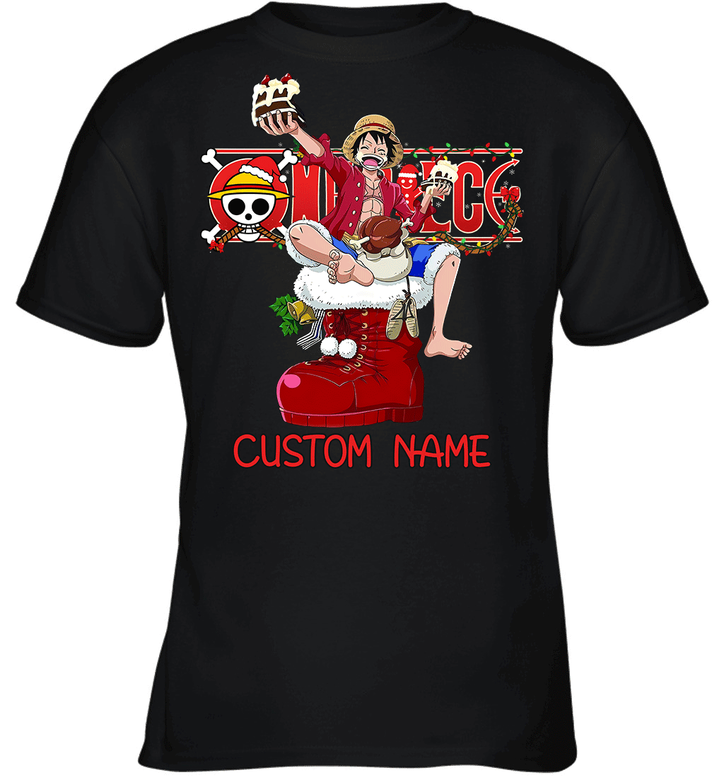 One Piece - Monkey D. Luffy Christmas Style Personalized Graphic T-shirt