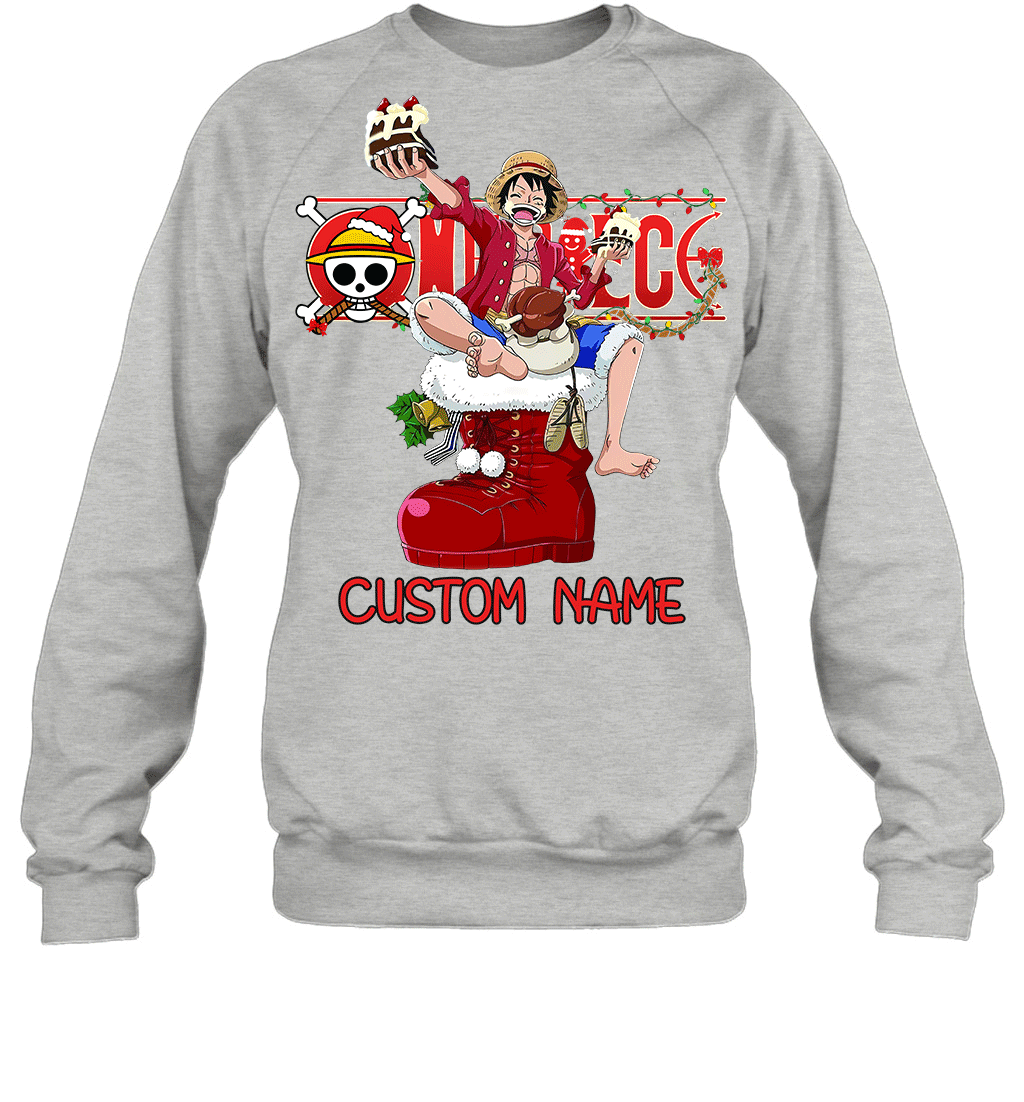 One Piece - Monkey D. Luffy Christmas Style Personalized Graphic T-shirt