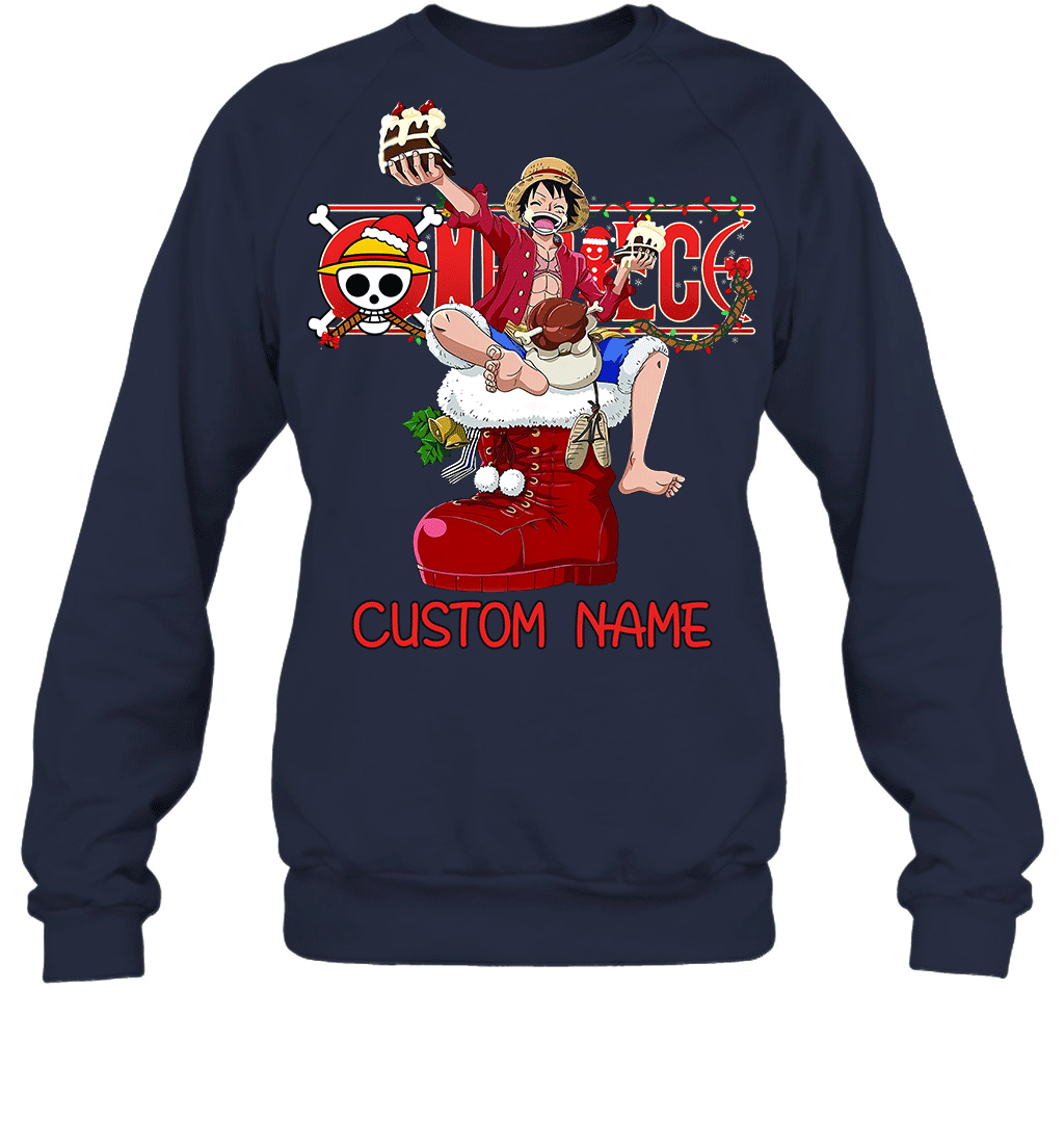 One Piece - Monkey D. Luffy Christmas Style Personalized Graphic T-shirt