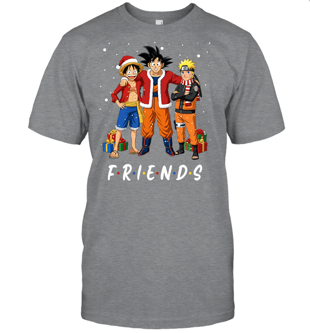 Anime Christmas Friends Goku, Luffy & Naruto Holiday Edition Graphic T-shirt