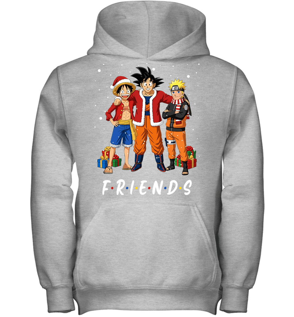 Anime Christmas Friends Goku, Luffy & Naruto Holiday Edition Graphic T-shirt
