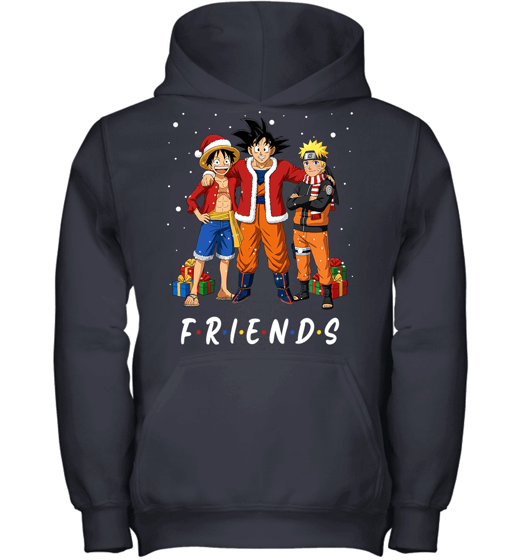 Anime Christmas Friends Goku, Luffy & Naruto Holiday Edition Graphic T-shirt