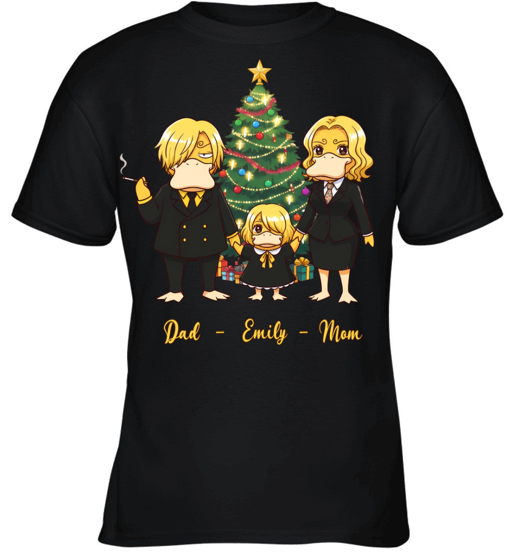 Vinsmoke Sanji x Psyduck Parents & Daughter Custom Name Christmas T-Shirt for Family