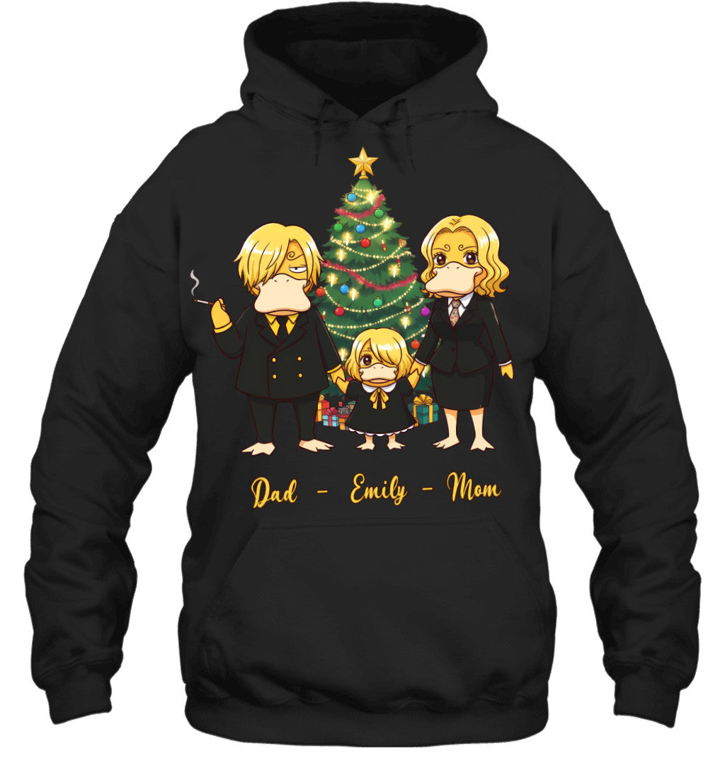Vinsmoke Sanji x Psyduck Parents & Daughter Custom Name Christmas T-Shirt for Family