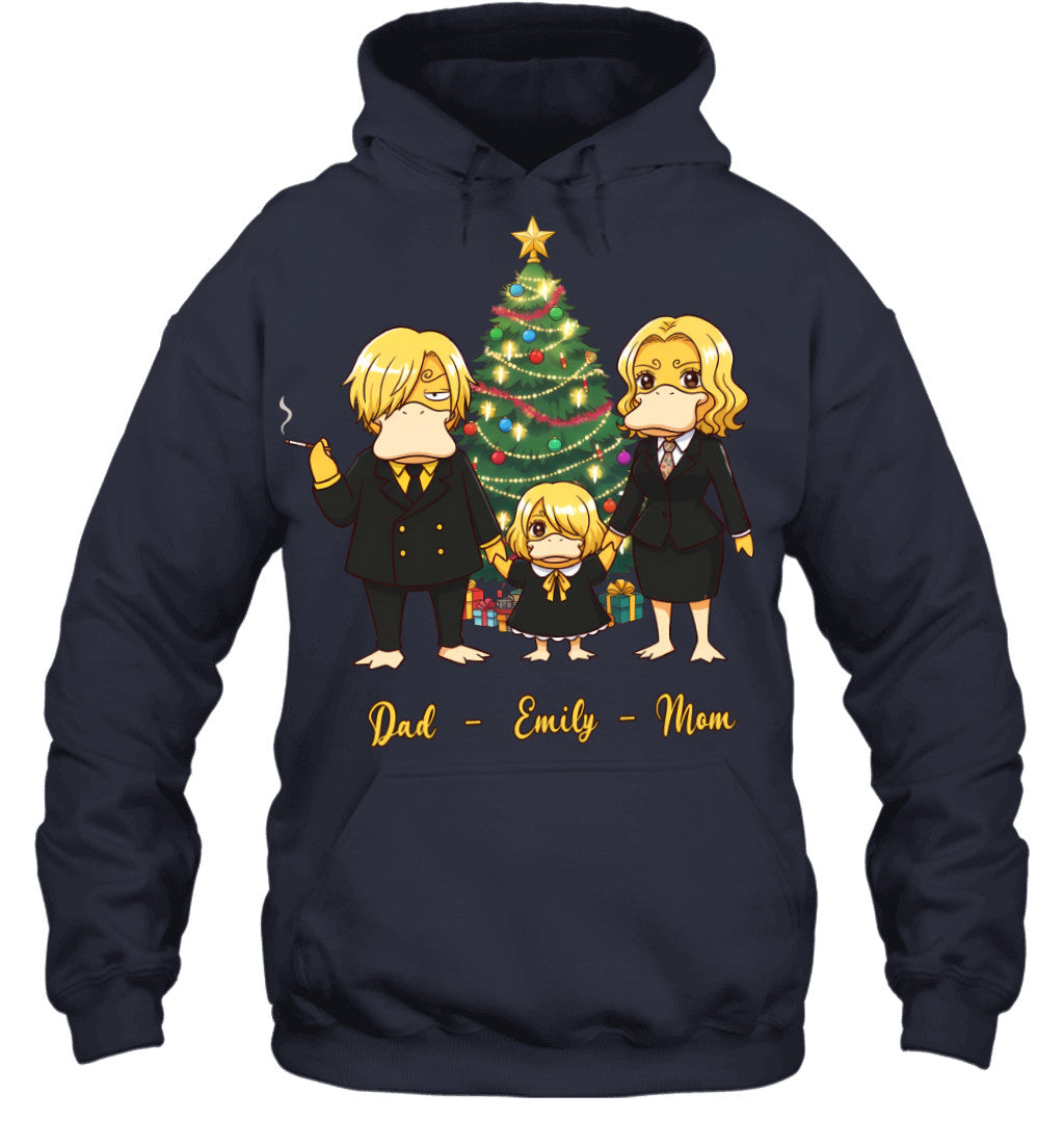 Vinsmoke Sanji x Psyduck Parents & Daughter Custom Name Christmas T-Shirt for Family