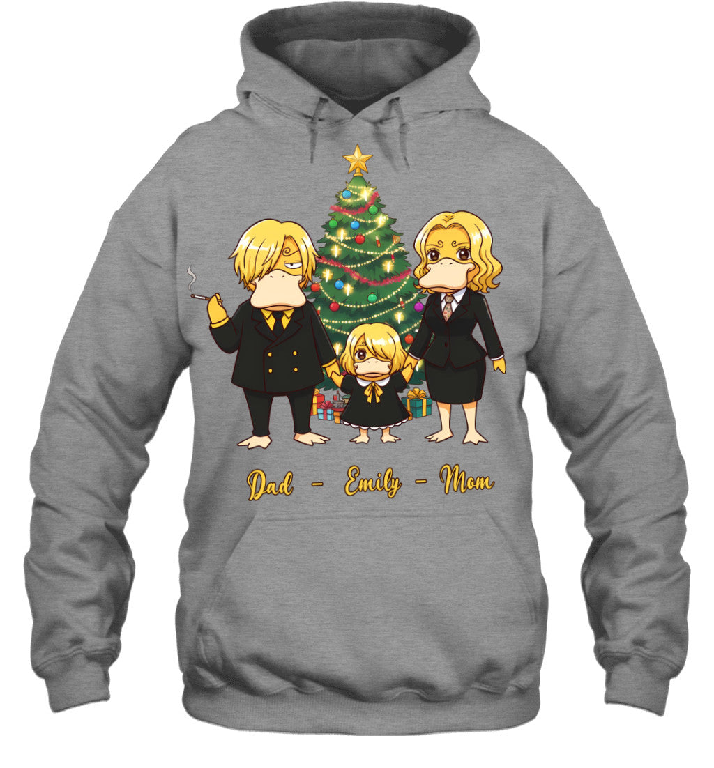 Vinsmoke Sanji x Psyduck Parents & Daughter Custom Name Christmas T-Shirt for Family
