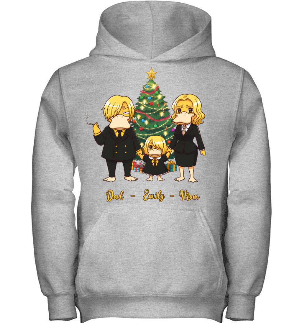 Vinsmoke Sanji x Psyduck Parents & Daughter Custom Name Christmas T-Shirt for Family