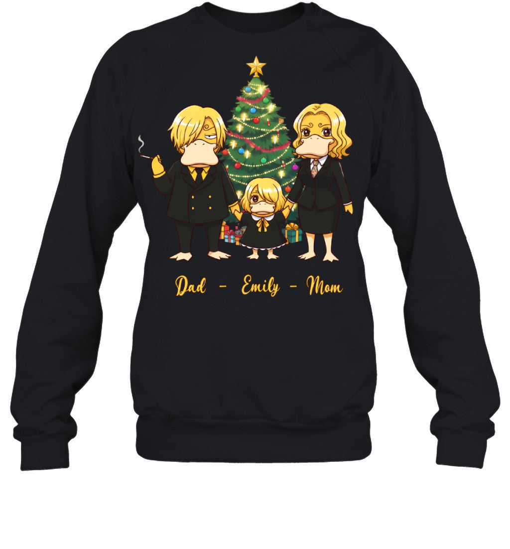 Vinsmoke Sanji x Psyduck Parents & Daughter Custom Name Christmas T-Shirt for Family