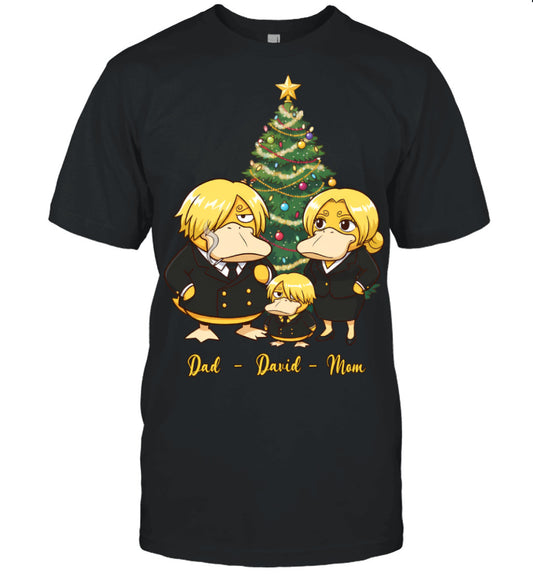 Vinsmoke Sanji x Psyduck Parents & Son Custom Name Christmas T-Shirt for Family