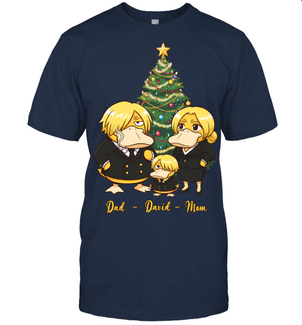 Vinsmoke Sanji x Psyduck Parents & Son Custom Name Christmas T-Shirt for Family