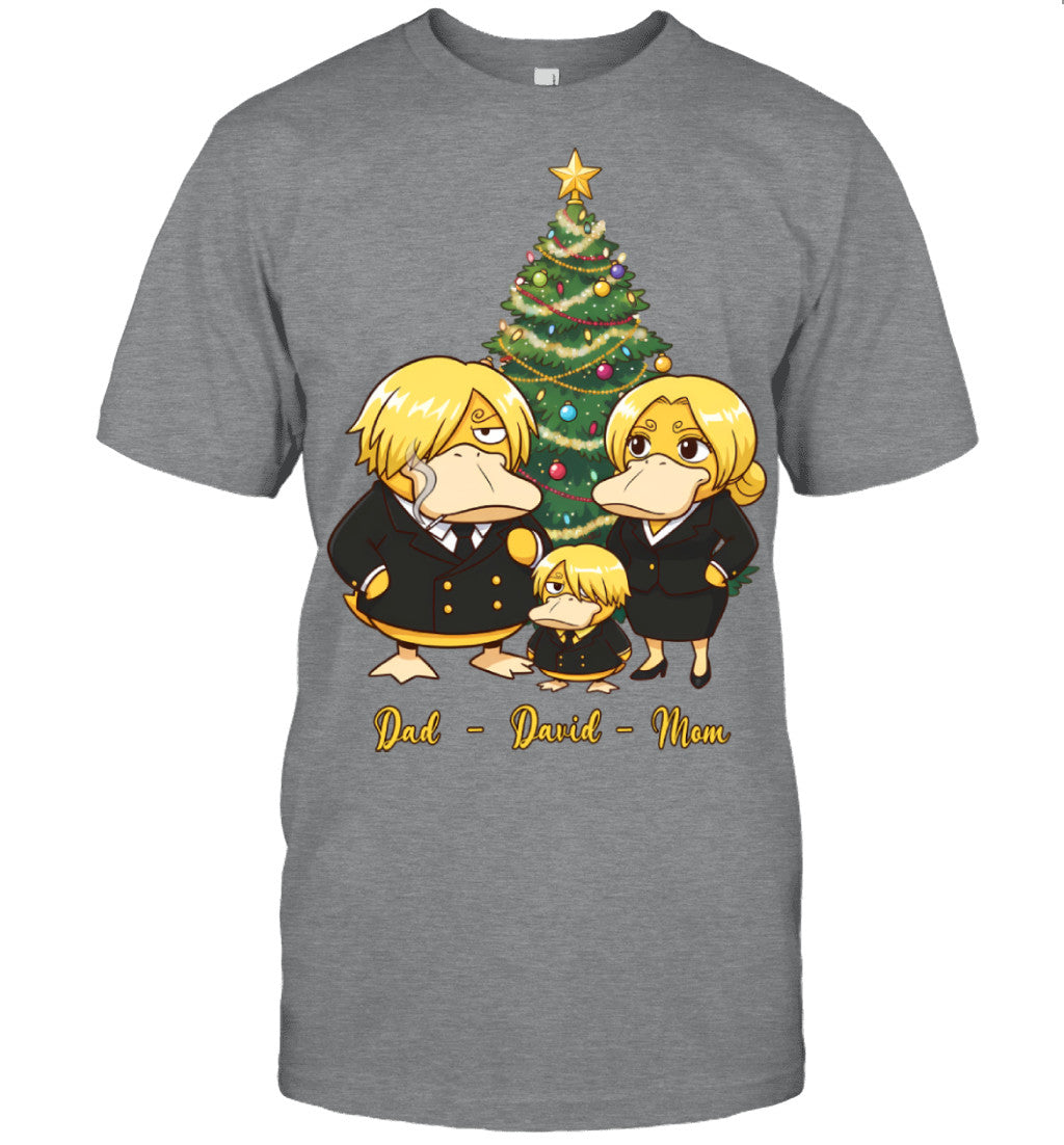 Vinsmoke Sanji x Psyduck Parents & Son Custom Name Christmas T-Shirt for Family