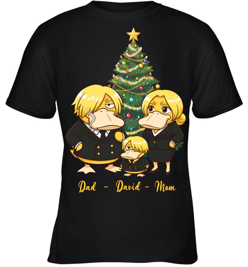 Vinsmoke Sanji x Psyduck Parents & Son Custom Name Christmas T-Shirt for Family