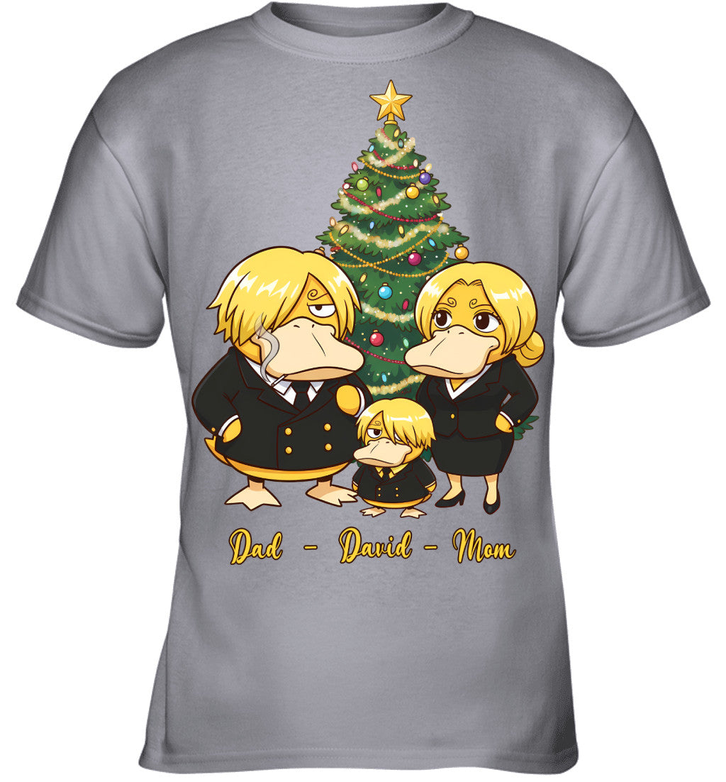 Vinsmoke Sanji x Psyduck Parents & Son Custom Name Christmas T-Shirt for Family