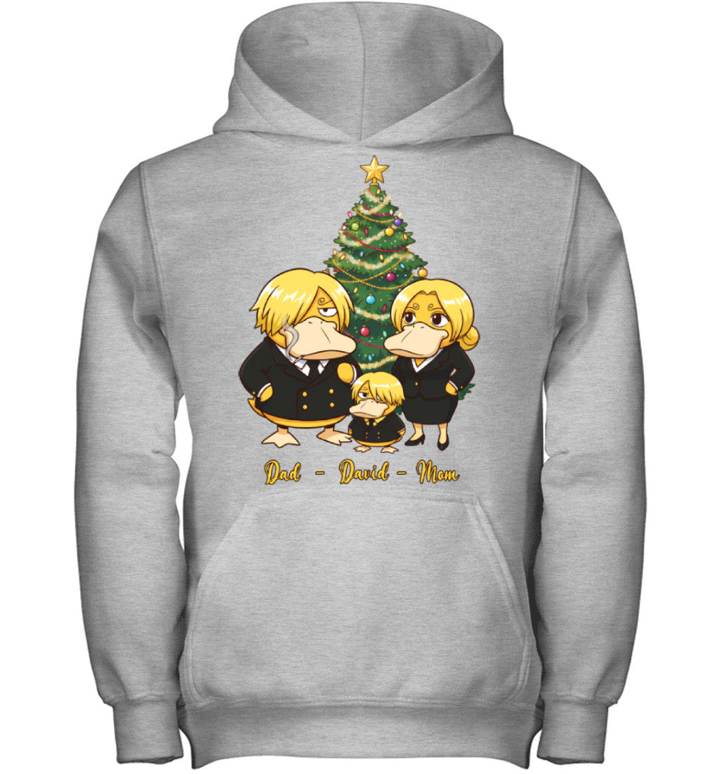 Vinsmoke Sanji x Psyduck Parents & Son Custom Name Christmas T-Shirt for Family