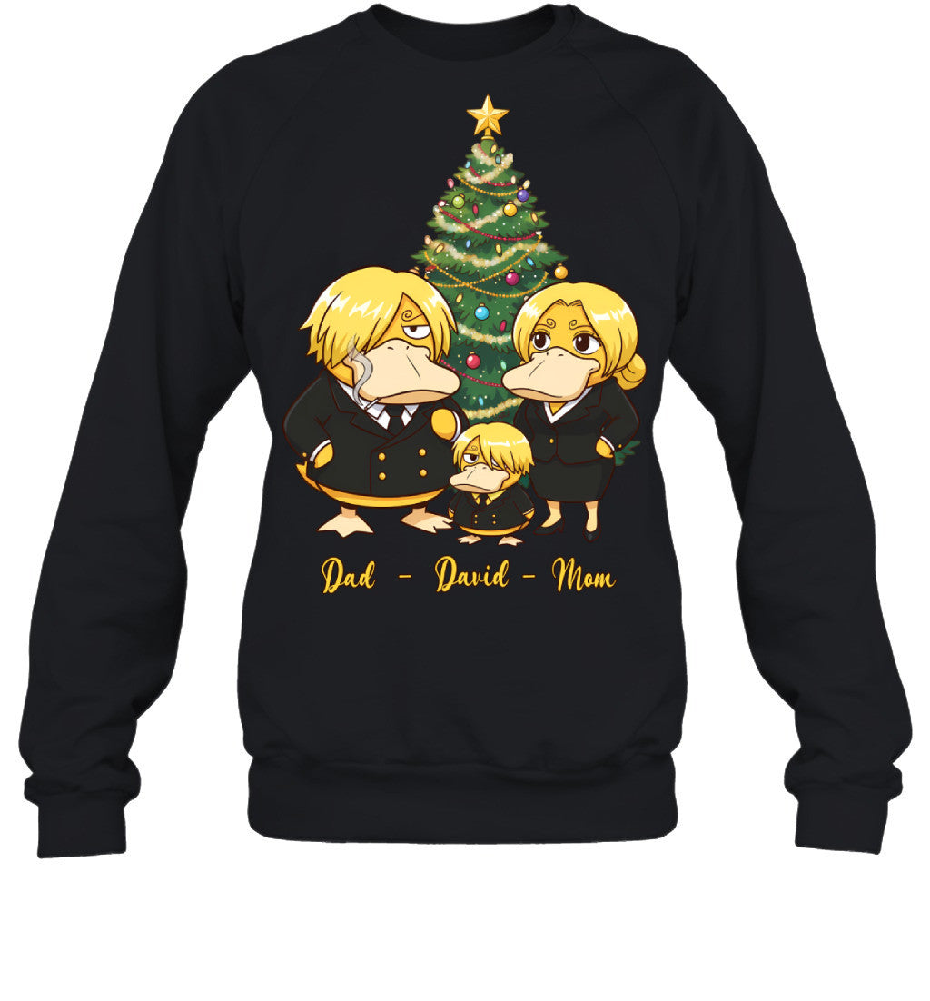 Vinsmoke Sanji x Psyduck Parents & Son Custom Name Christmas T-Shirt for Family
