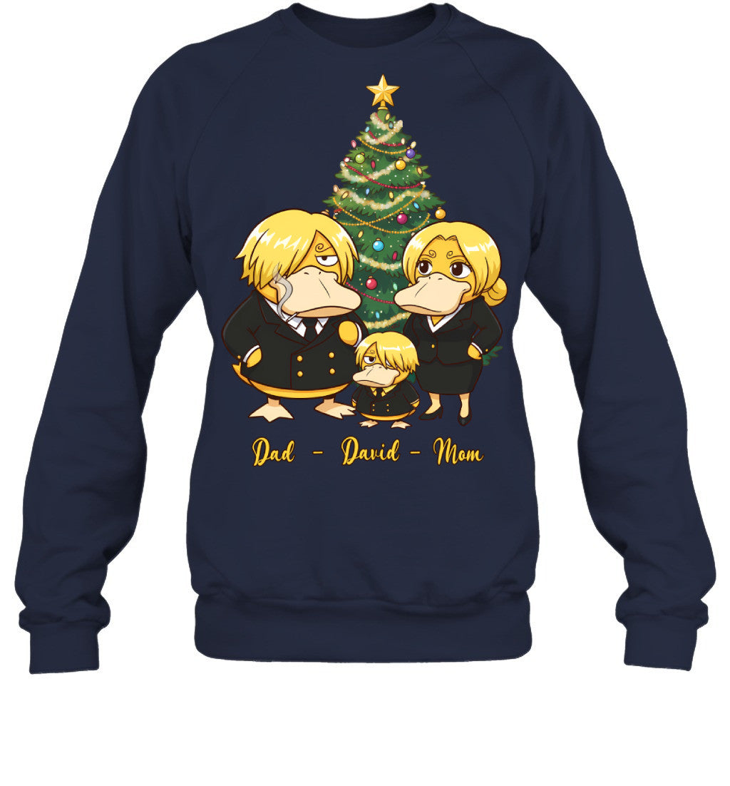 Vinsmoke Sanji x Psyduck Parents & Son Custom Name Christmas T-Shirt for Family