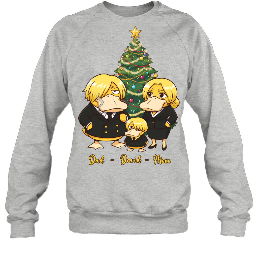 Vinsmoke Sanji x Psyduck Parents & Son Custom Name Christmas T-Shirt for Family