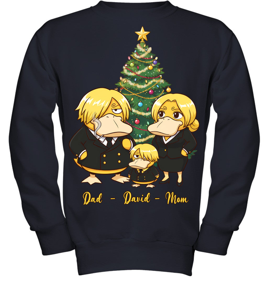 Vinsmoke Sanji x Psyduck Parents & Son Custom Name Christmas T-Shirt for Family