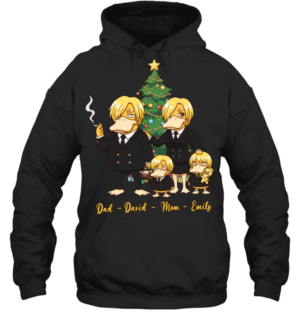 Vinsmoke Sanji x Psyduck Parents & Kids Custom Name Christmas T-Shirt for Family