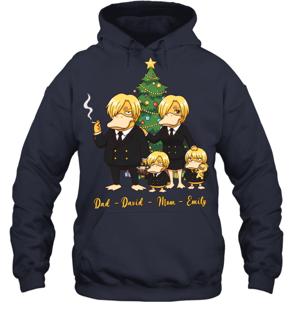 Vinsmoke Sanji x Psyduck Parents & Kids Custom Name Christmas T-Shirt for Family