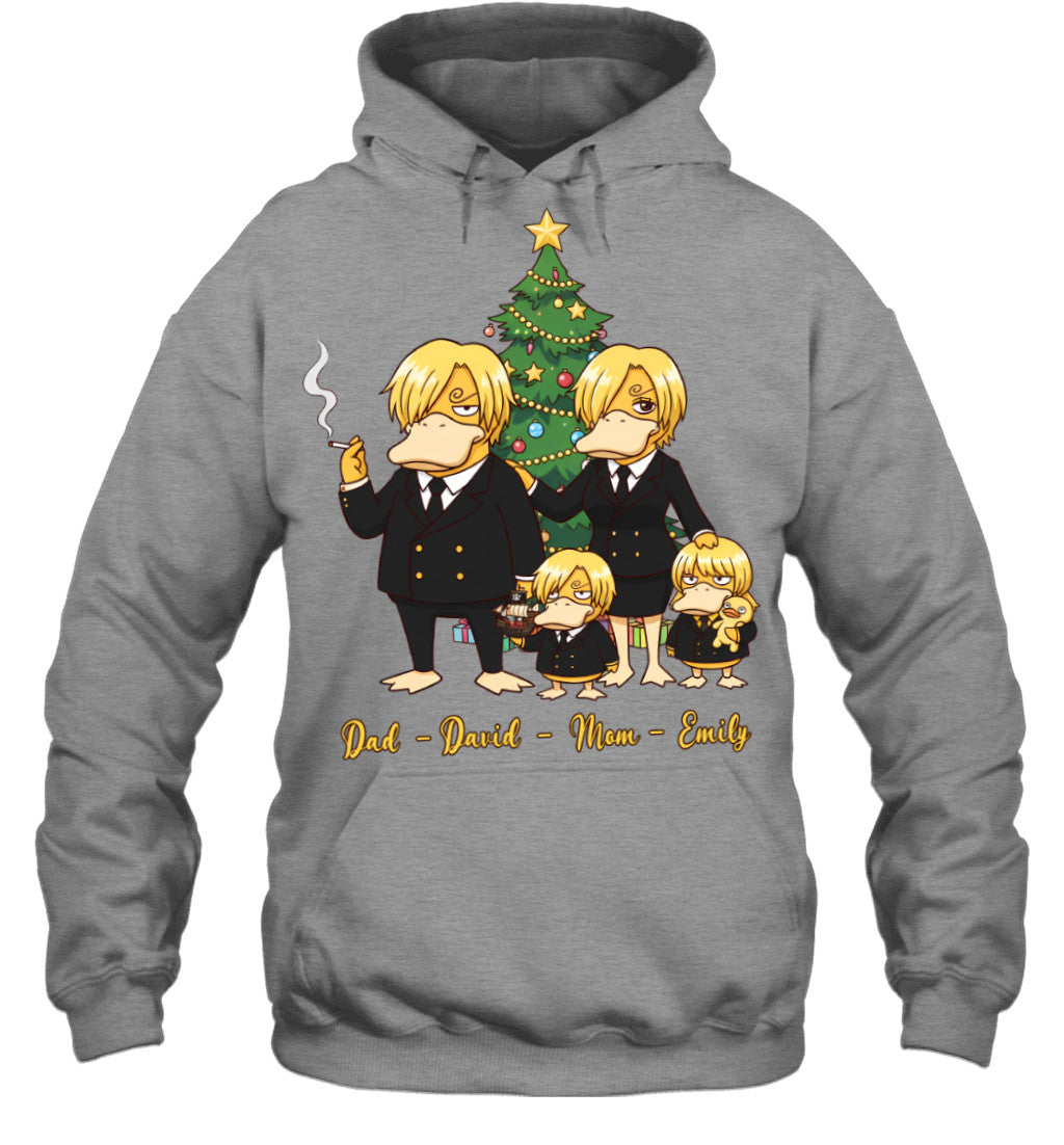 Vinsmoke Sanji x Psyduck Parents & Kids Custom Name Christmas T-Shirt for Family
