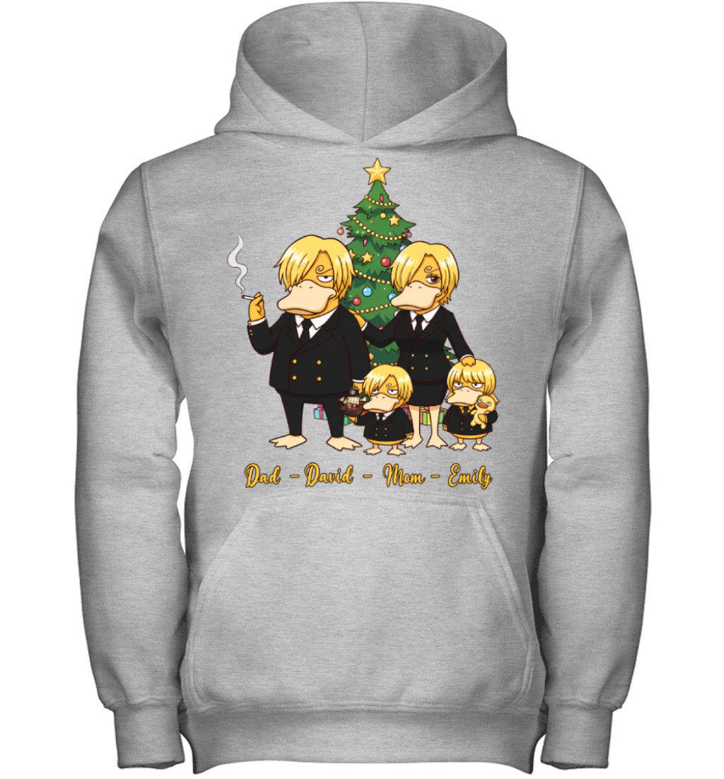 Vinsmoke Sanji x Psyduck Parents & Kids Custom Name Christmas T-Shirt for Family