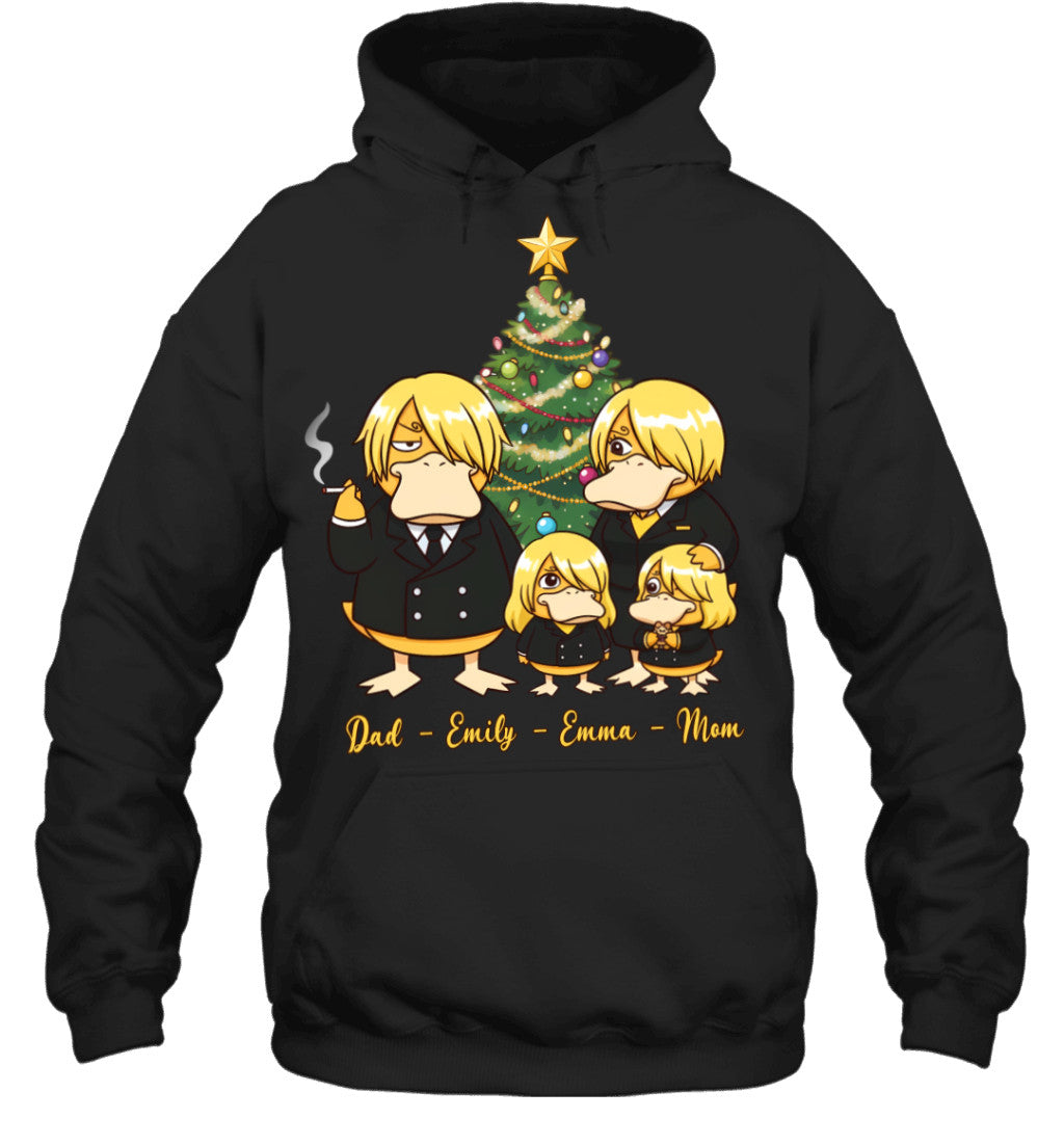 Vinsmoke Sanji x Psyduck Parents & Daughters Custom Name Christmas T-Shirt for Family