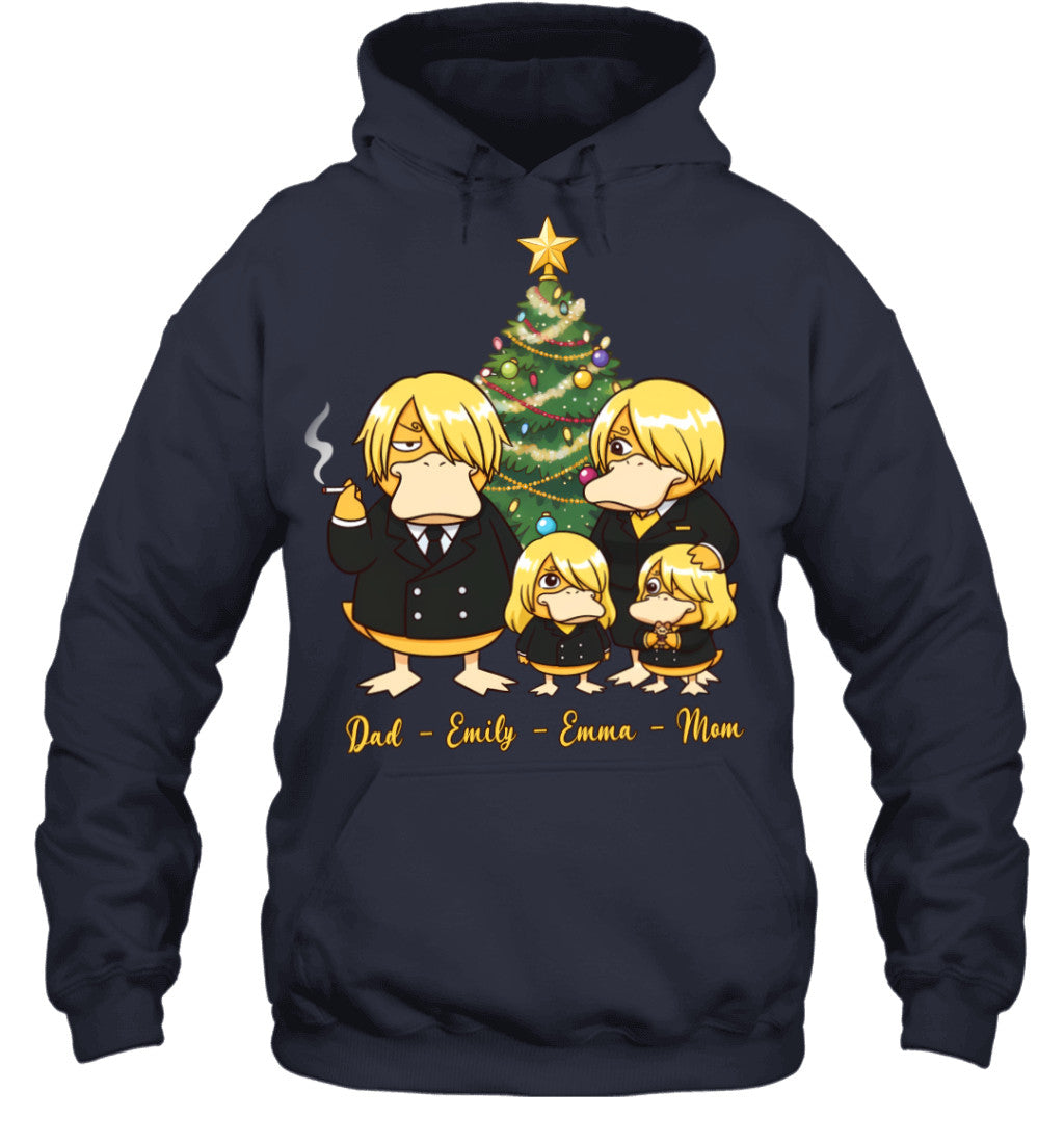 Vinsmoke Sanji x Psyduck Parents & Daughters Custom Name Christmas T-Shirt for Family