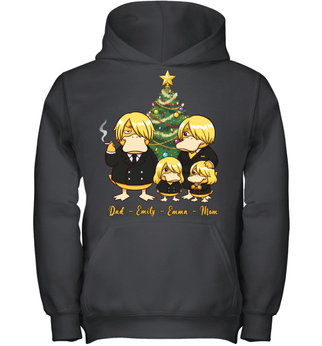Vinsmoke Sanji x Psyduck Parents & Daughters Custom Name Christmas T-Shirt for Family