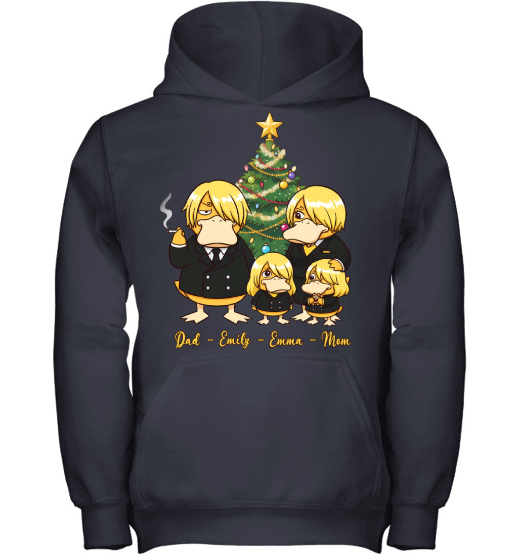 Vinsmoke Sanji x Psyduck Parents & Daughters Custom Name Christmas T-Shirt for Family