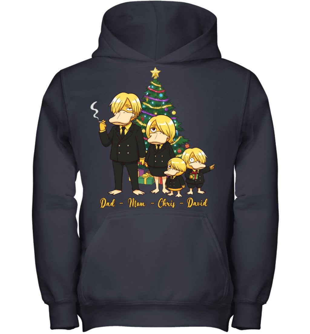 Vinsmoke Sanji x Psyduck Parents & Sons Custom Name Christmas T-Shirt for Family