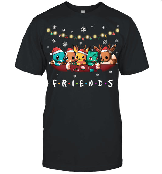 Cute Christmas Friends T-shirt - Holiday Gift Tee for Best Friends & Pokemon Lovers