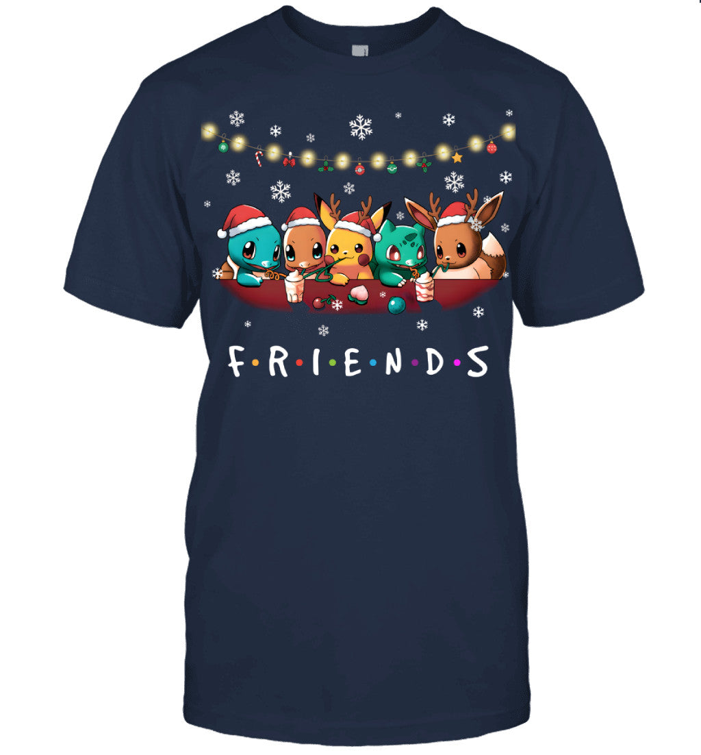 Cute Christmas Friends T-shirt - Holiday Gift Tee for Best Friends & Pokemon Lovers