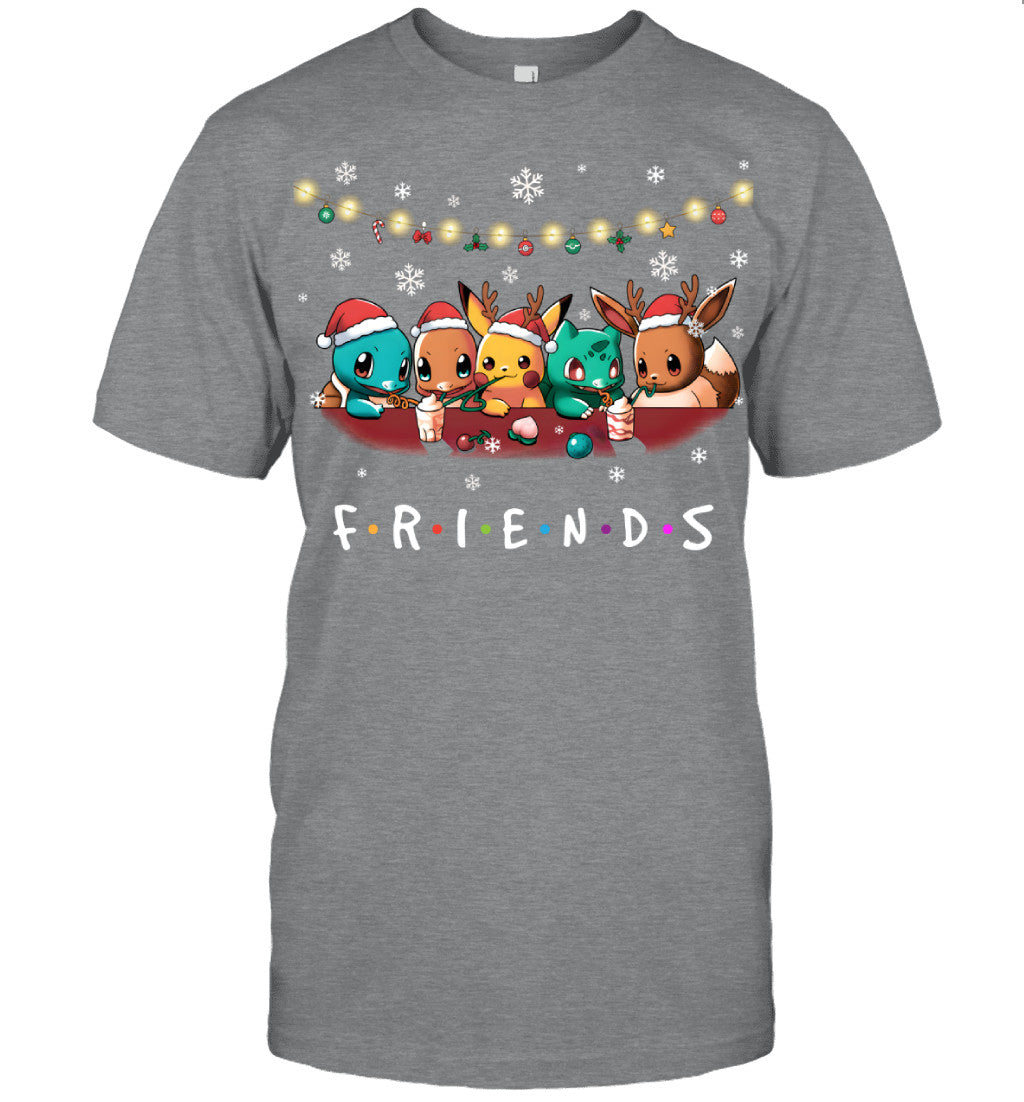 Cute Christmas Friends T-shirt - Holiday Gift Tee for Best Friends & Pokemon Lovers