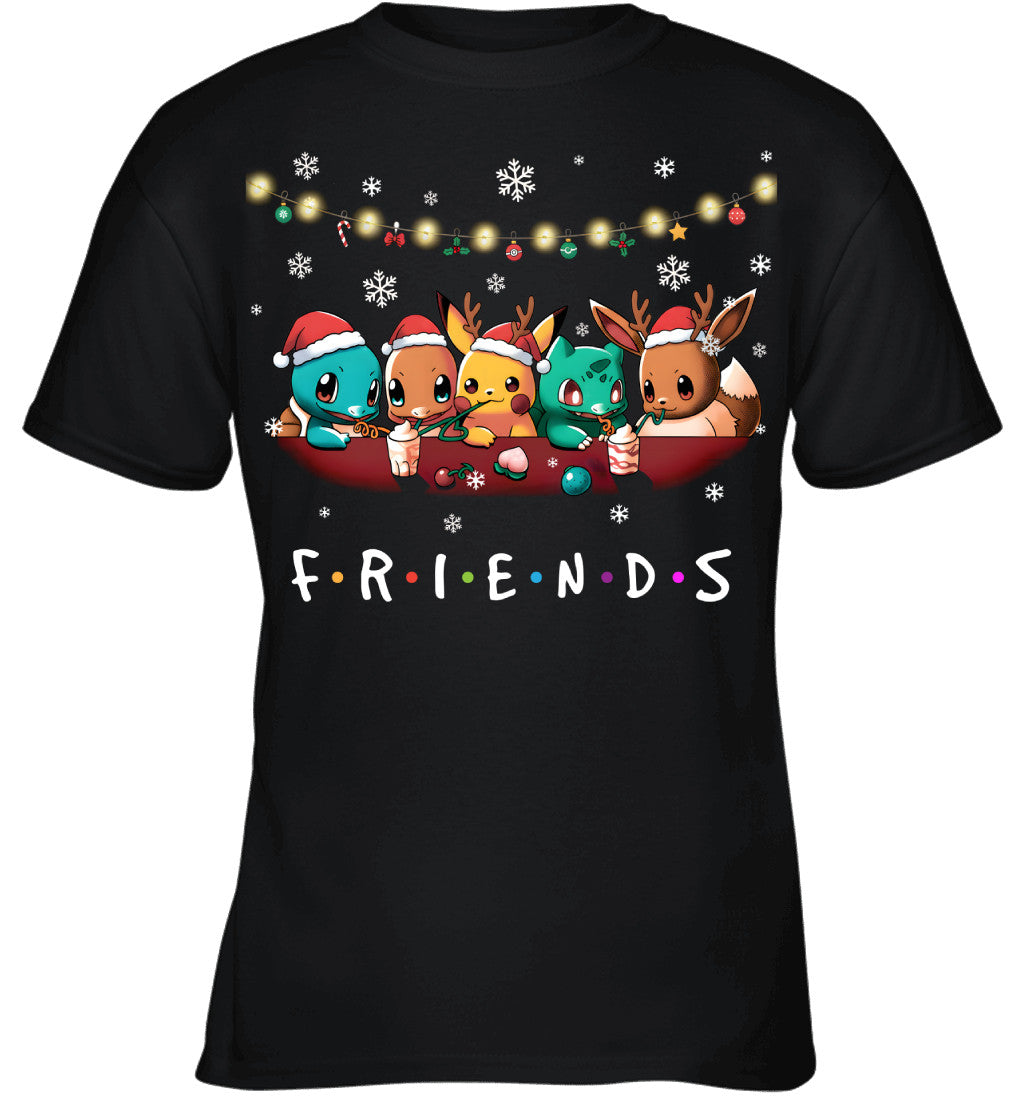 Cute Christmas Friends T-shirt - Holiday Gift Tee for Best Friends & Pokemon Lovers