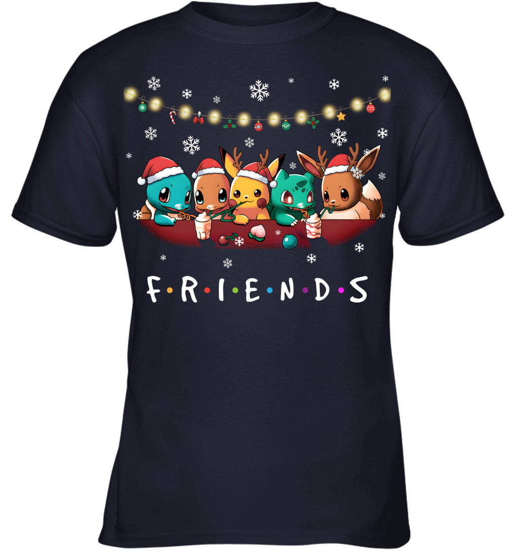 Cute Christmas Friends T-shirt - Holiday Gift Tee for Best Friends & Pokemon Lovers