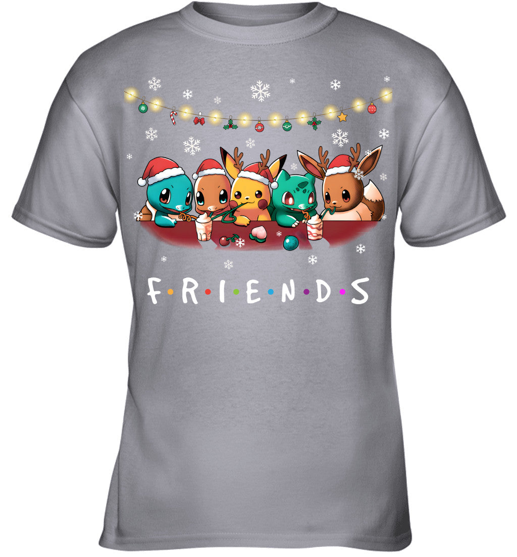 Cute Christmas Friends T-shirt - Holiday Gift Tee for Best Friends & Pokemon Lovers