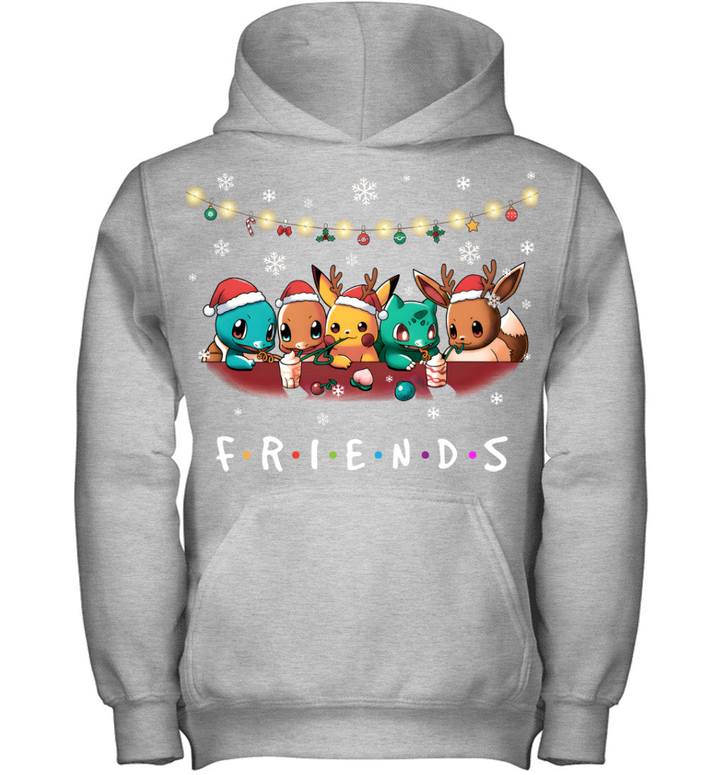 Cute Christmas Friends T-shirt - Holiday Gift Tee for Best Friends & Pokemon Lovers