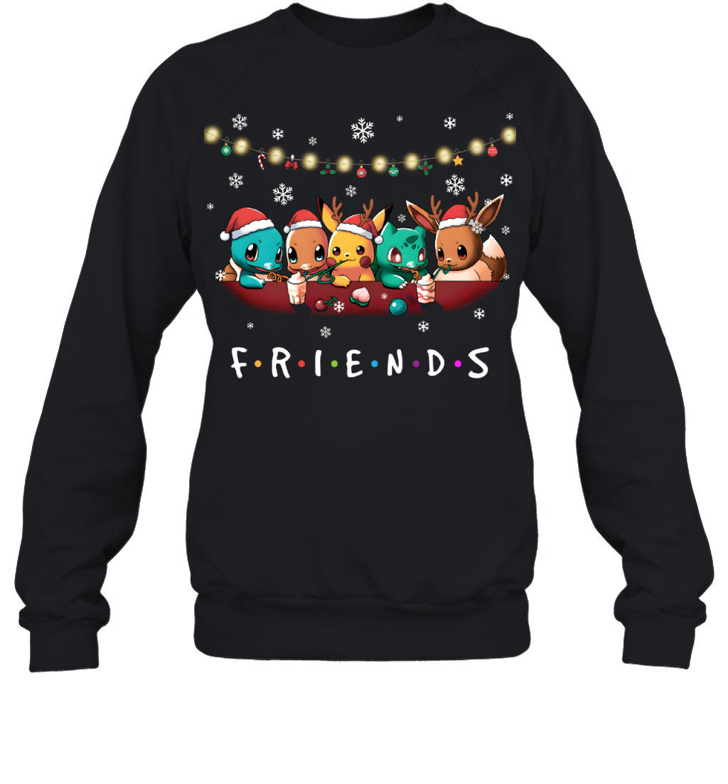 Cute Christmas Friends T-shirt - Holiday Gift Tee for Best Friends & Pokemon Lovers