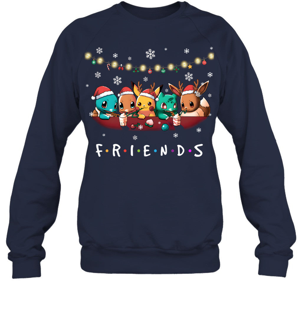 Cute Christmas Friends T-shirt - Holiday Gift Tee for Best Friends & Pokemon Lovers