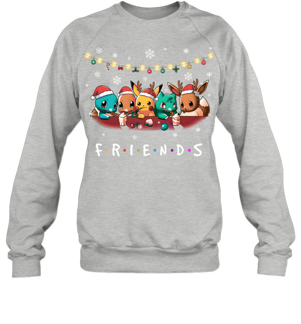 Cute Christmas Friends T-shirt - Holiday Gift Tee for Best Friends & Pokemon Lovers