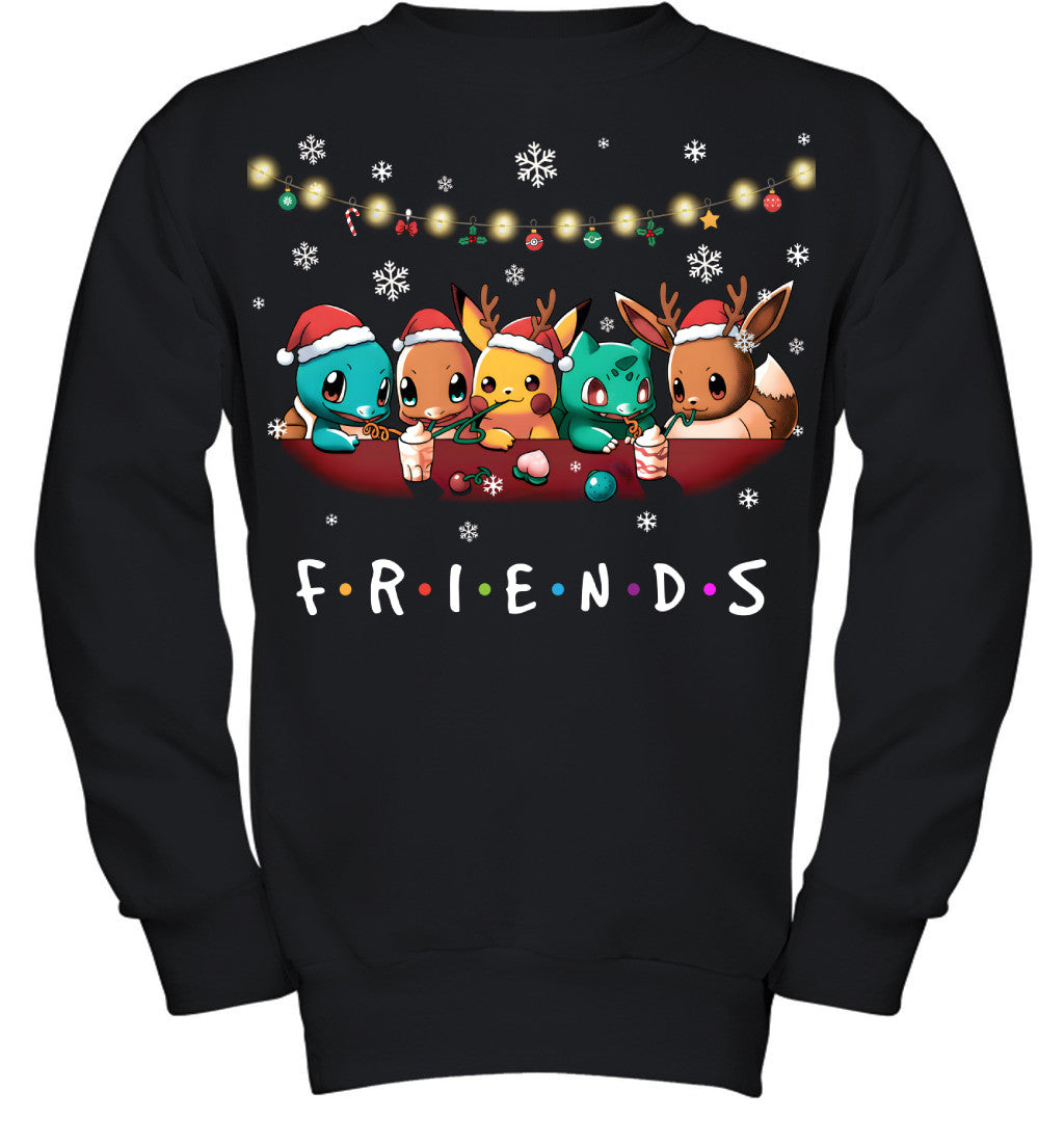 Cute Christmas Friends T-shirt - Holiday Gift Tee for Best Friends & Pokemon Lovers
