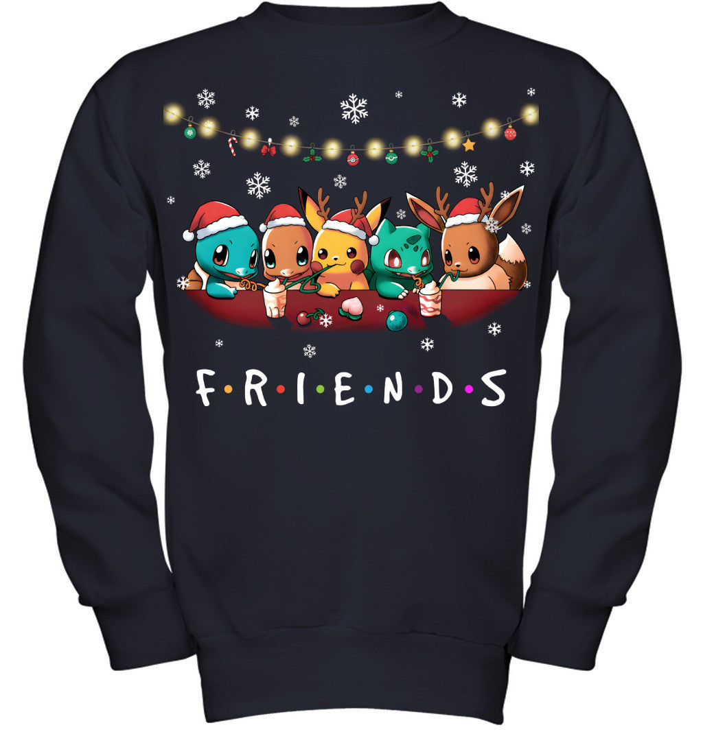 Cute Christmas Friends T-shirt - Holiday Gift Tee for Best Friends & Pokemon Lovers